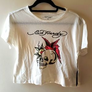 NWT Ed Hardy Skull & Sparrow Crop Top